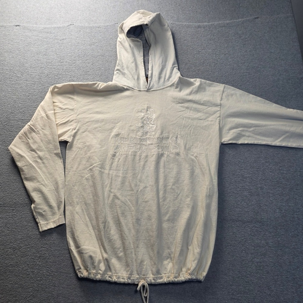 Ritz Carlton Amelia Island Hoodie Mens Small White Resort Beach Cover Up USA